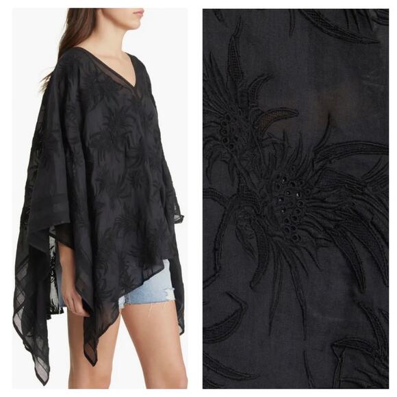Rag & Bone Hera Beach Cover Up Wrap Black $350 One Size Whimsy Goth Bohemian - Picture 9 of 10